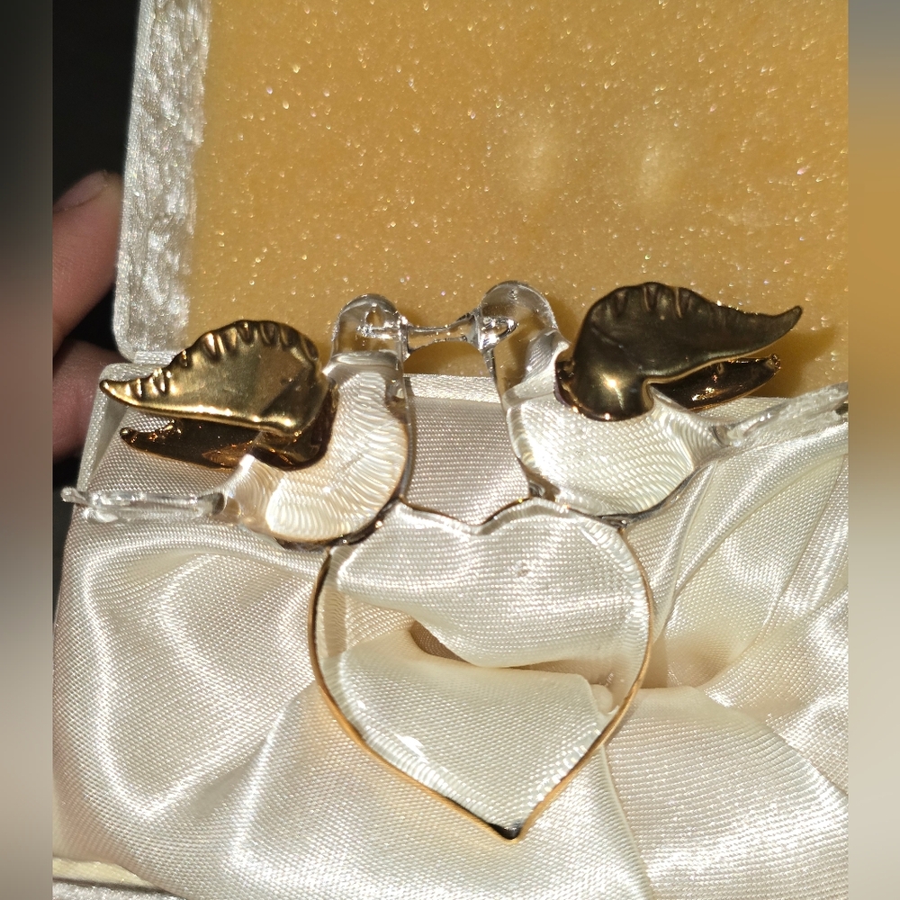 Glass and Gold Toned Love Birds Figure